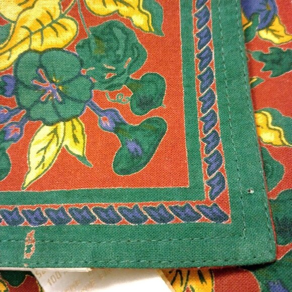 Williams Sonoma Placemats Set of 4 French Country Provence Botanical Maroon Gold - Picture 11 of 12